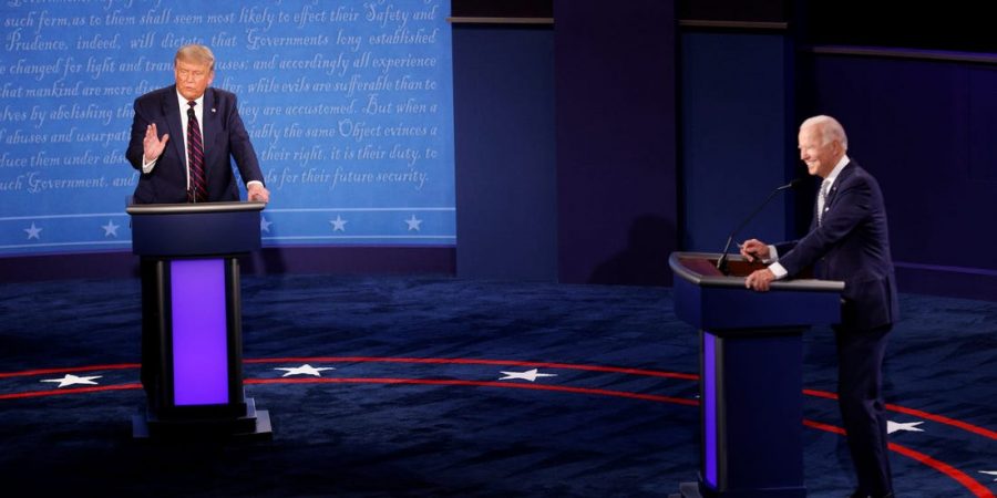 Donald Trump and Joe Biden at the Sept. 29 2020 presidential debate 