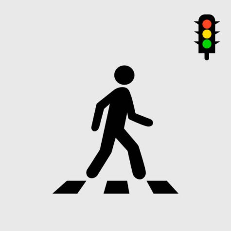 Crosswalk and pedestrian