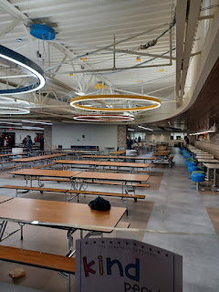  A picture of the recently opened cafeteria. Its opening was delayed by a shipment of flooring adhesive that was delivered late due to the supply chain issues wrought by the Covid-19 pandemic.
