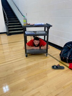 Where’s Mr. Spatafore? Physical 				
education and health teacher shares
his experience teaching his classes on a cart.