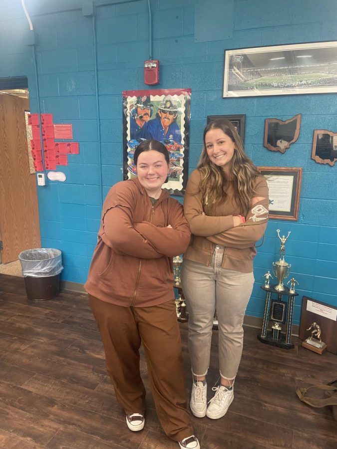 Juniors, Audrey Meyer and Torri Readnour coincidentally match in all brown for Monochromatic Monday.
