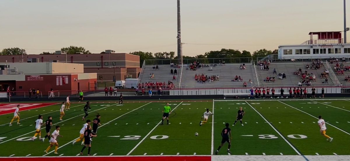 Westerville South’s varsity boys’ soccer team in an intense home game against Westerville North on Tuesday, Sept. 10. The Wildcats lost the game 0-2.