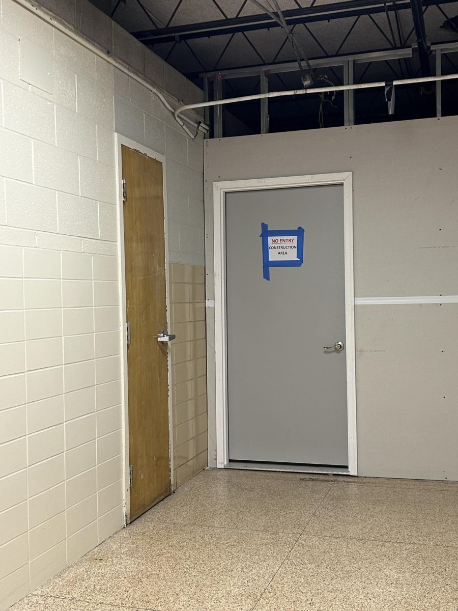 Blocked off hallway near the auxiliary gym. The renovations in this area of the building are planned to be done by November.