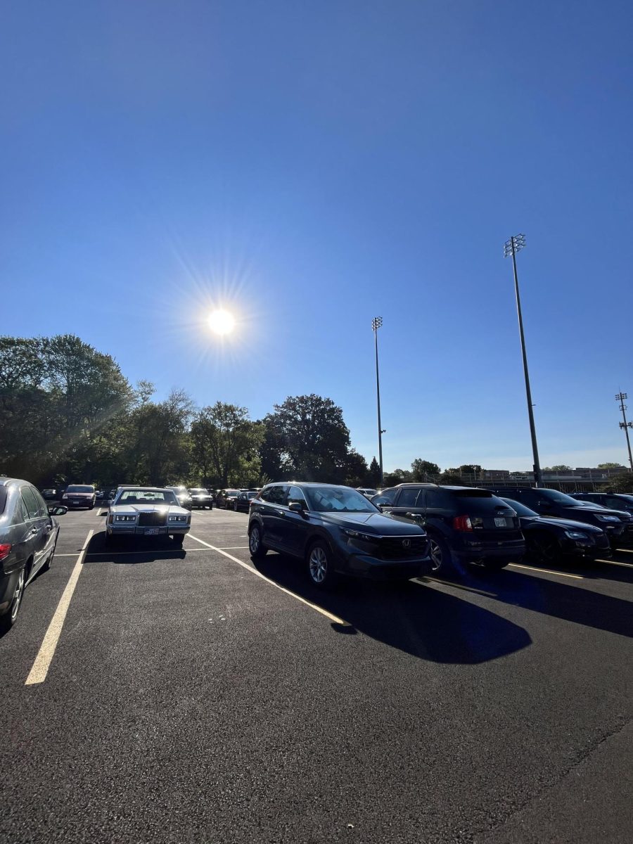 Westerville South's junior lot at 9:30 a.m. on Sept. 12. The parking lot appears to be partially full, but there's more parking spots available further away from the school.