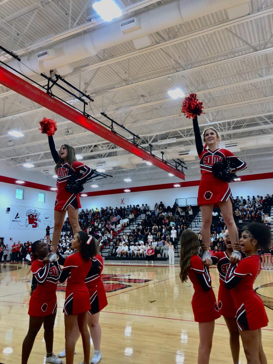 JV Cheerleaders Showcase Their Skills at South vs. North Pep Rally