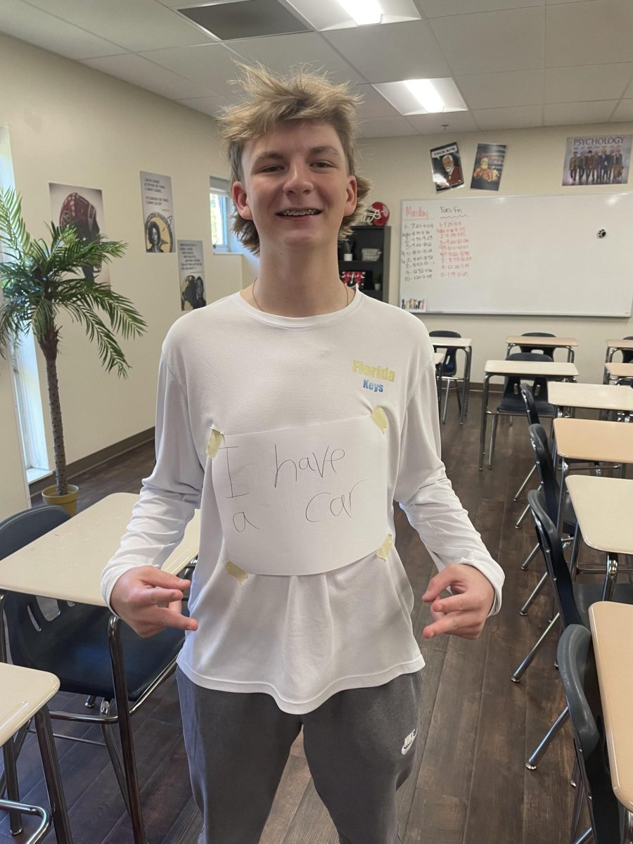 Senior Edward Firth Wears a "White Lie Shirt" for Homecoming Spirit Week