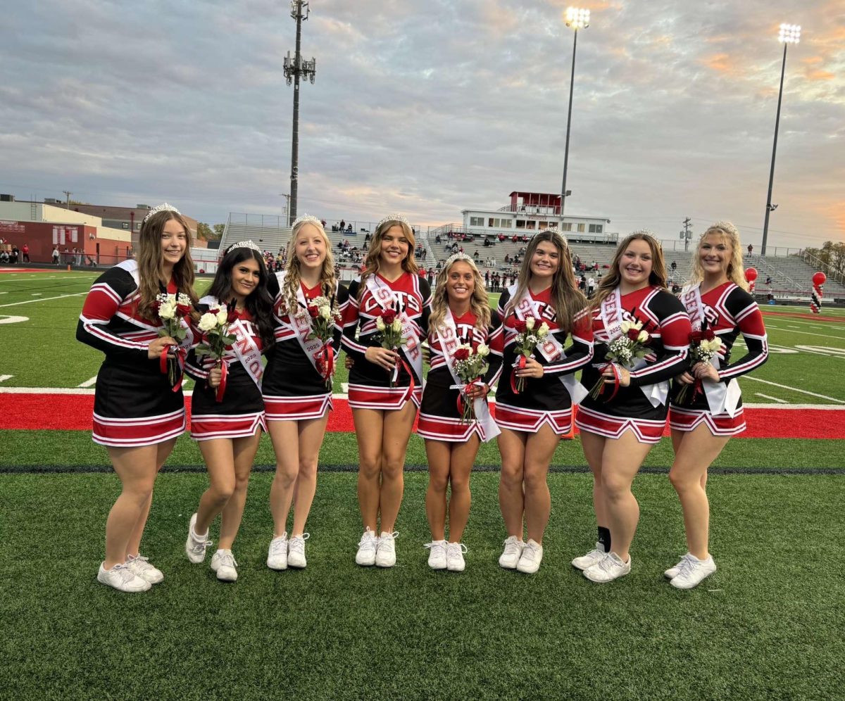 Westerville South celebrates senior athletes before the Oct. 25 football game.  Senior cheerleaders were recognized for their efforts. Eight out of the nine varsity cheerleaders are seniors.