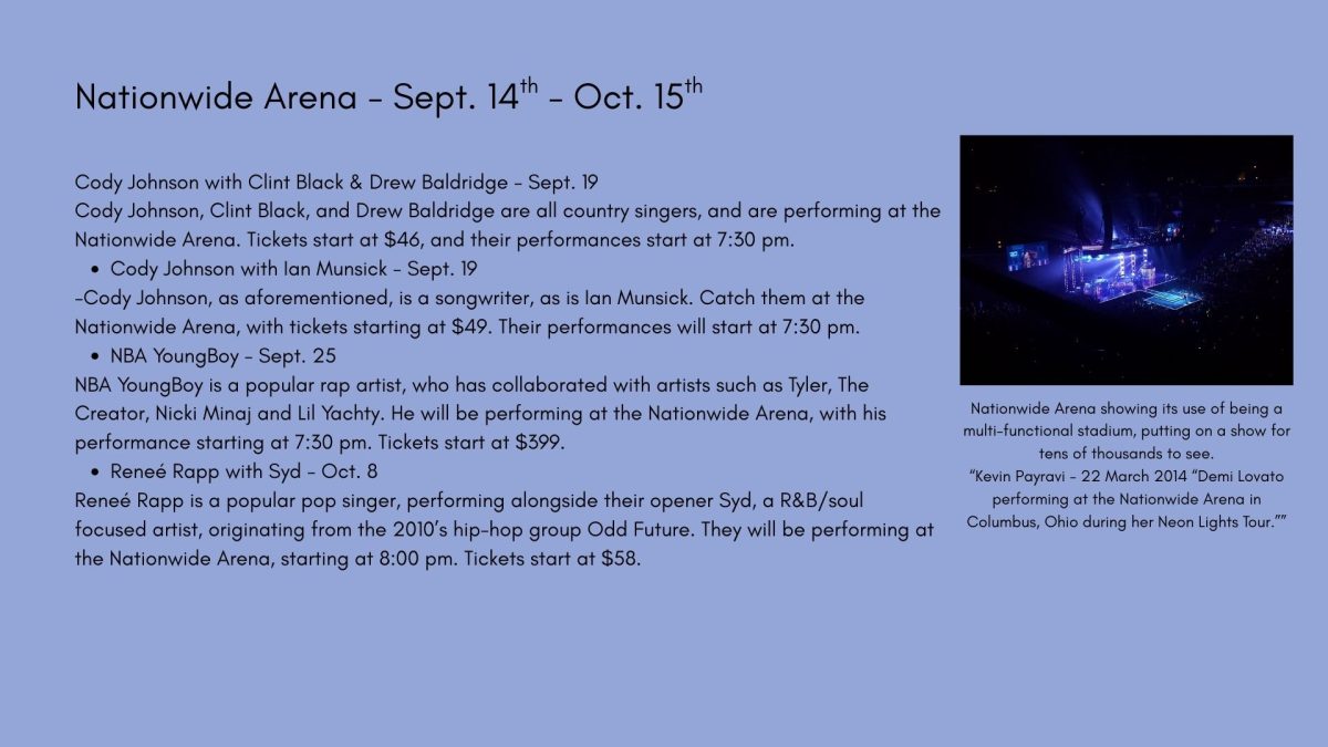 Nationwide Arena - Sept. 14th - Oct. 15th