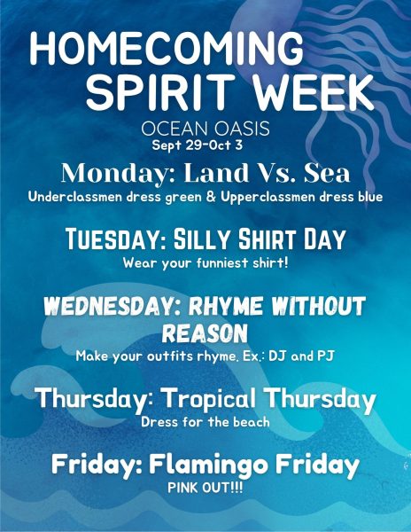 The poster for Hoco Spirit Week, Sept. 29 to Oct. 3.