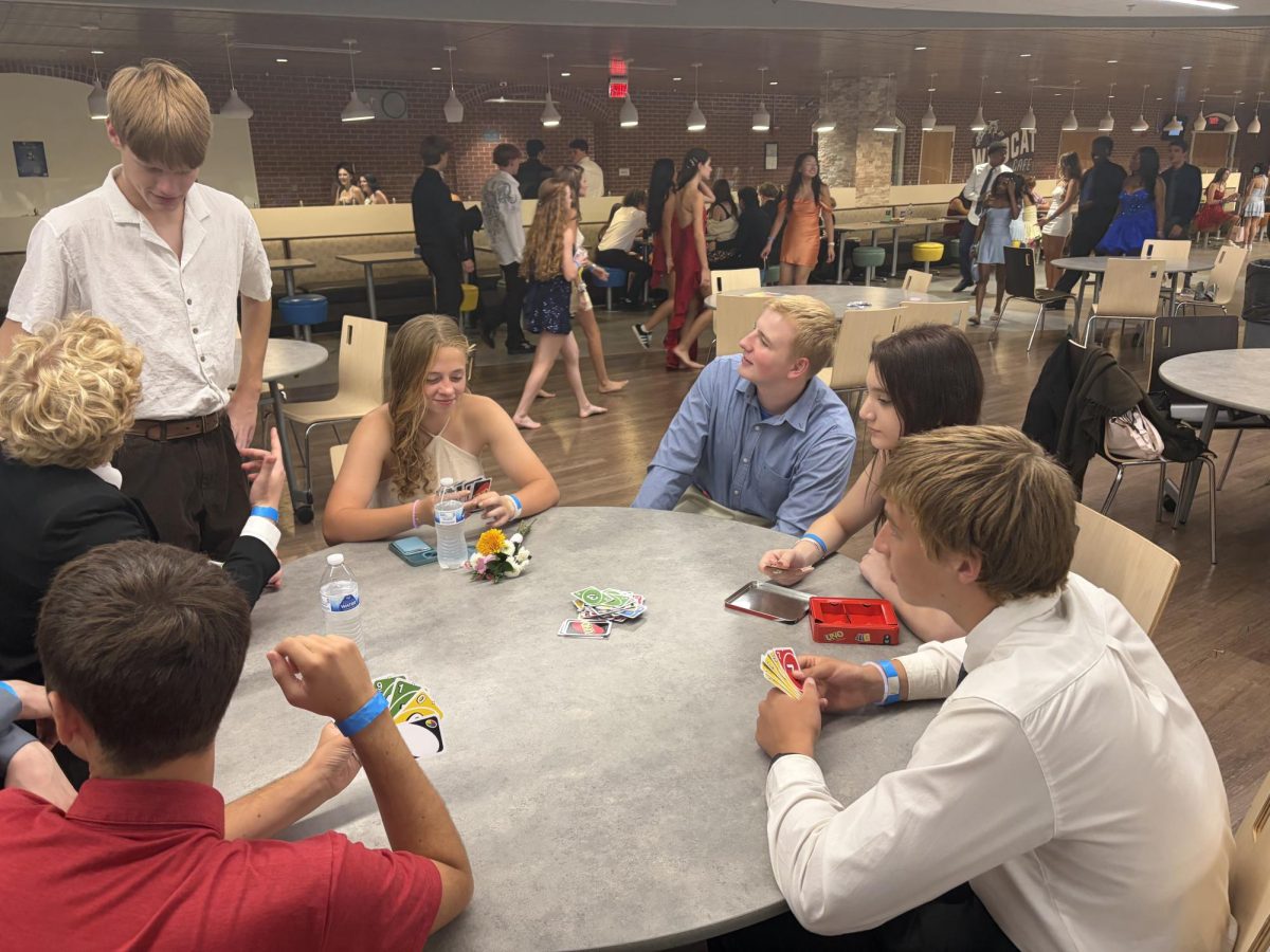 If you weren’t dancing at HOCO, then you could’ve been playing a board game. Pictured above are South students (counterclockwise) Aiden Fitzwater (Junior, in the red shirt), Sophomore from Big Walnut, Kinsley Poddany, Vincenzo Scardena {Junior), Tommy Barber (Junior), Bailey Cavener (Sophomore), Garrett Vincent (Junior), Elijah Dew (Junior)